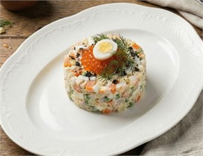 Оливье с креветками и красной икрой 3045